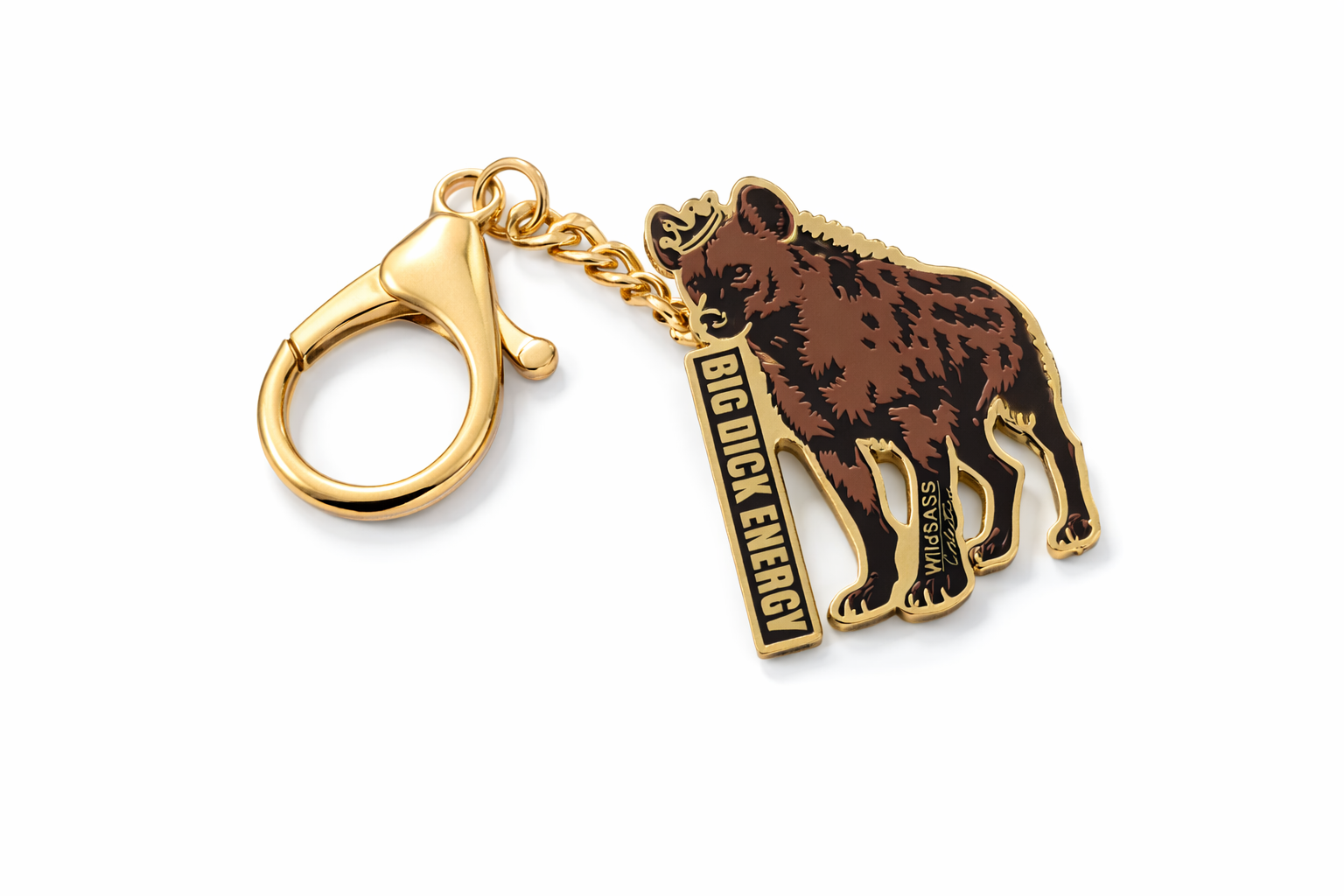 BIG DICK ENERGY Hyena Keychain / Convertible Pin — with FREE 70 mm Vinyl Sticker