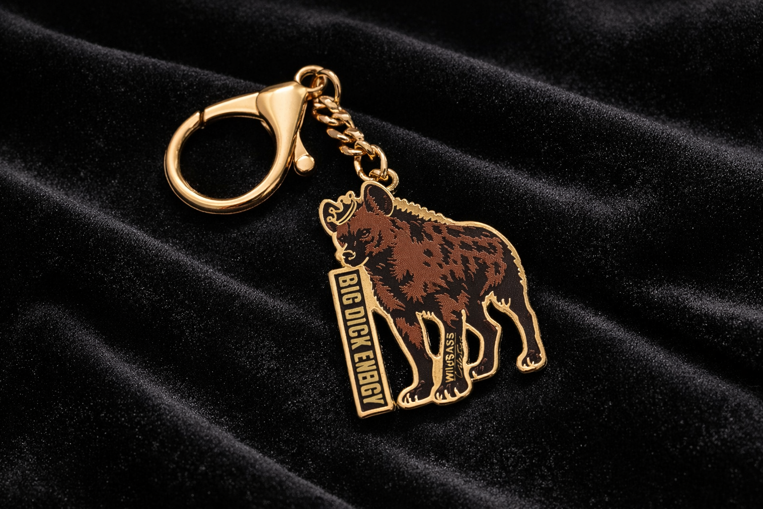 BIG DICK ENERGY Hyena Keychain / Convertible Pin — with FREE 70 mm Vinyl Sticker
