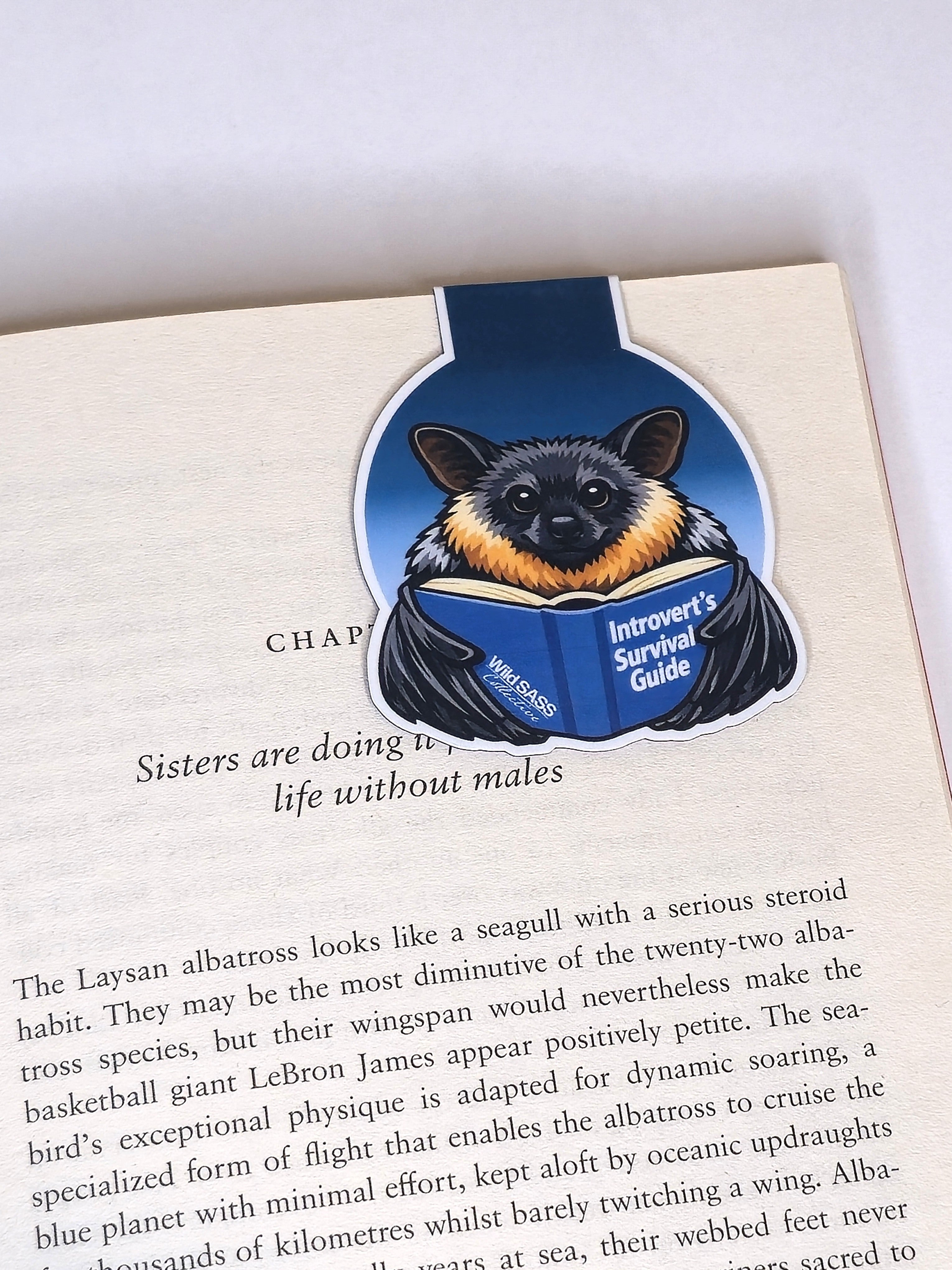 Grey‑headed Flying Fox x “Introvert's Survival Guide” Magnetic Bookmark
