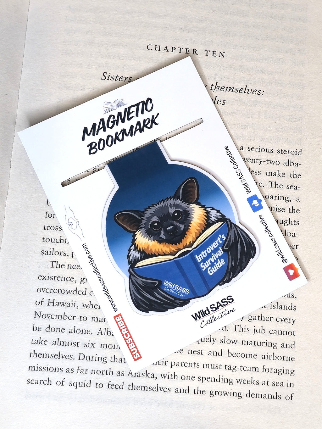 Grey‑headed Flying Fox x “Introvert's Survival Guide” Magnetic Bookmark