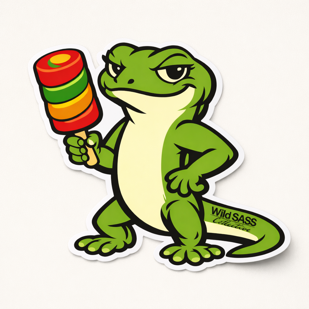 Green Gecko Cyclone Vinyl Sticker