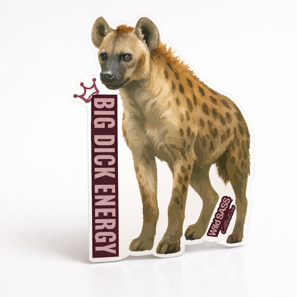 BIG DICK ENERGY Hyena Keychain / Convertible Pin — with FREE 70 mm Vinyl Sticker