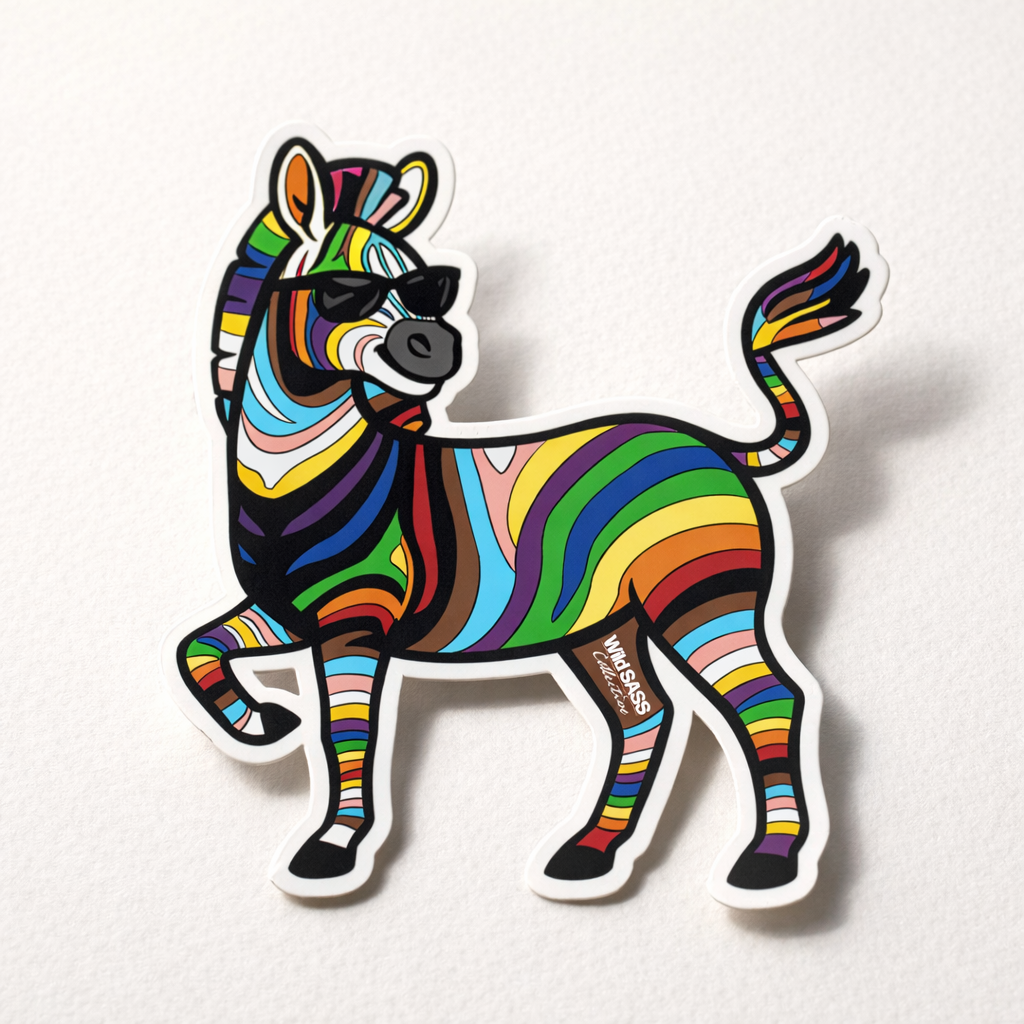Rainbow Pride Flag SASS-y Zebra Vinyl Sticker